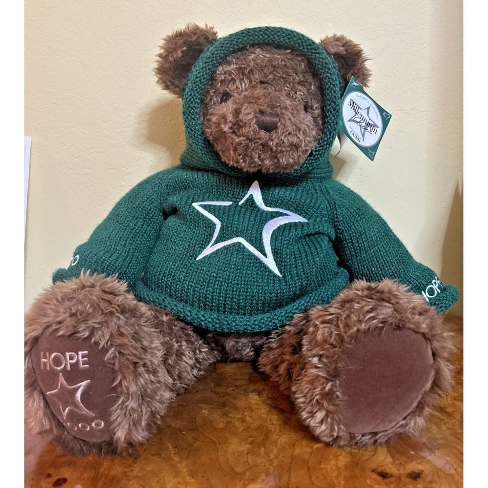 GUND Teddy Bear VTG 2000 Limited Edition Millenium  26" Large Green Shirt Hope